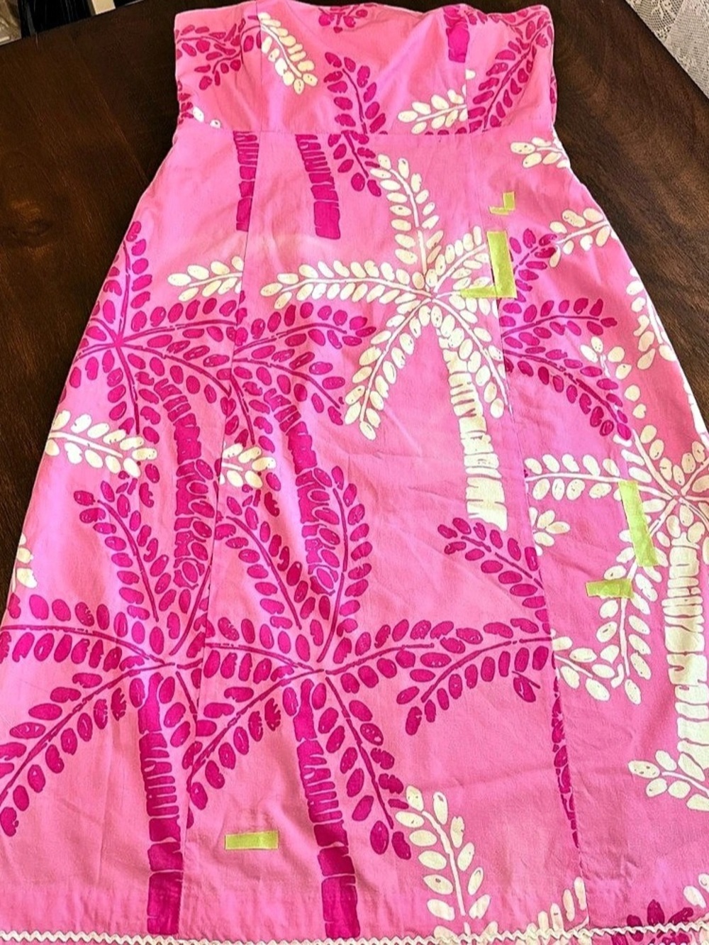 Vintage Lilly Pulitzer Size 10 Tropical Palm Trees Pink & White Printed Dress - Picture 7 of 10